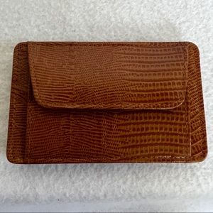 NWOT Vintage Lizard Embossed Genuine Leather Bifold Coin and Card Holder